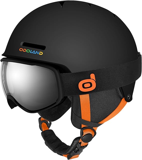 Odoland Ski Helmet for Kids, Snow Helmet with Ski Goggles, Shockproof, Windproof, Safety Snow Sports Helmet and Protective Goggles for Kids and Youth