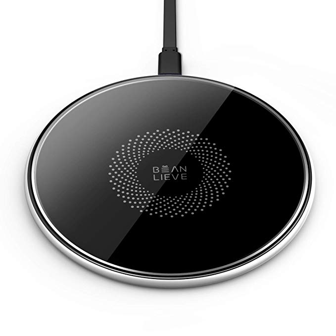 Beanlieve 10W Wireless Charger, Best & Thinnest Metal Wireless Charging Pad Compatible with iPhone X Max/XS/XR/X/8/8 Plus, Galaxy S10/S10 /S9/S9 /Note 9 and More, Google Pixel 3/3xl