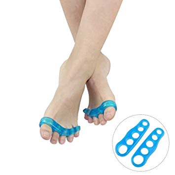 Domini Soft Gel Toe Separators (Toe Straightener and Yoga Toes) for Relaxing Toes and Fast Pain Relief from Hammertoe & Bunions for Men and Women,Yoga Practice & Running (Blue)