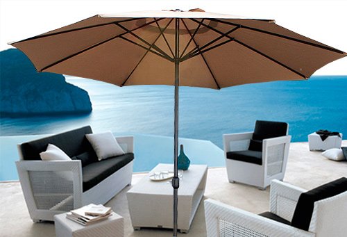 New MTN Gearsmith Deluxe 9' Outdoor Patio Beach Garden Umbrella Shade with Crank and Air Vent Garnet