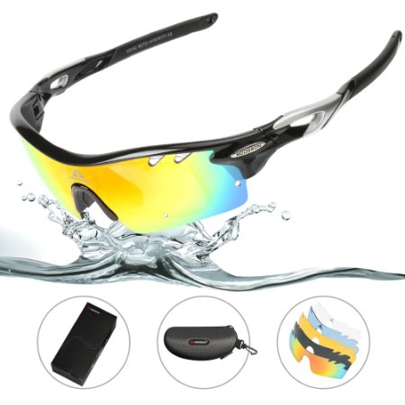 HODGSON Polarized Sports Sunglasses with 5 Interchangeable Lenses for Men Women for Cycling Running Glasses Tr90 Unbreakable