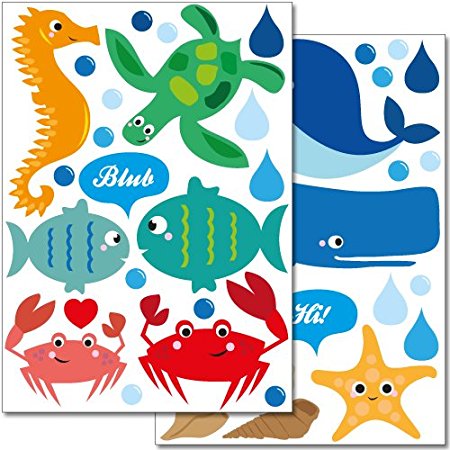 Wandkings wall stickers "Sweet and Colourful Sea Creatures" Sticker Set - more than 40 stickers on 2 A4 sheets
