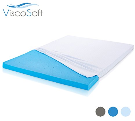 ViscoSoft Cooling Comfort Gel-Infused Memory Foam Mattress Topper - 3 Inches Thick, 3.5 Pound Density, Removable Cover, King