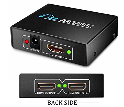 1X2 HDMI Splitter Version 1.4 Powered HDMI Splitter Dual Monitor HDMI Splitter for Full HD 1080P Support 3D (One Input To Two Outputs)