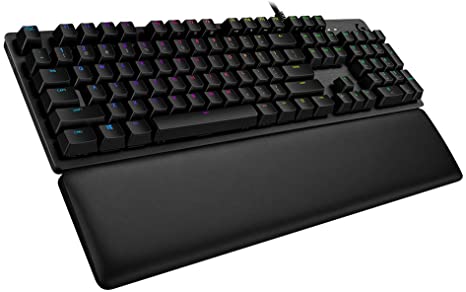 Logitech G513 Carbon Lightsync RGB Mechanical Gaming Keyboard With Gx Brown Switches, Memory Foam Palmrest and Usb Passthrough (Uk English Layout) - Carbon