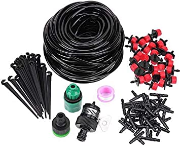 Wadoy 82 ft drip Irrigation kit for Greenhouse, Garden, Patio Automatic Drip Irrigation Equipment Set Included Atomizing Nozzle Mister Dripper and All Accessories