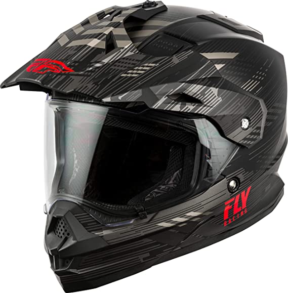 FLY Racing Trekker Solid Helmet, Full-Face Motorcycle Helmet for Men and Women (Matte, Black/Grey/RED Medium)