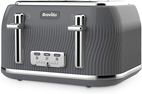 Breville VKT892 Flow 4-Slice Toaster with High-Lift & Wide Slots, Grey