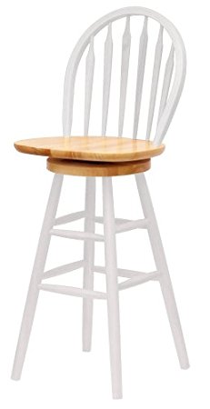 Winsome Wood 30-Inch Windsor Swivel Seat Barstool, Natural/White