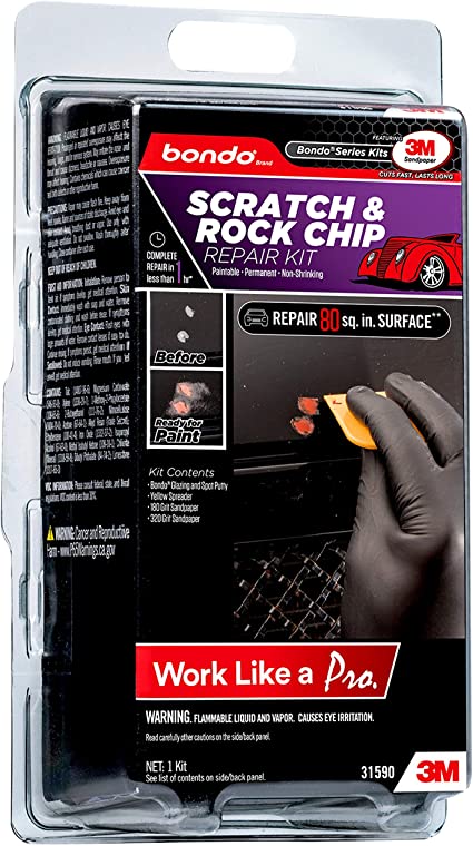 Bondo Scratch & Rock Chip Repair Kit, Paintable - Permanent - Non-Shrinking Repair in Less Than One Hour, 1 Kit