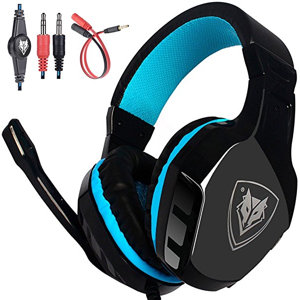 NO-3000 Surround Stereo Professional Gaming Headset Over-the-Ear Noise Isolating Bass Headphones with Microphone Volume Control for PC, Computer, Smartphones, Laptop, PS4,iPad