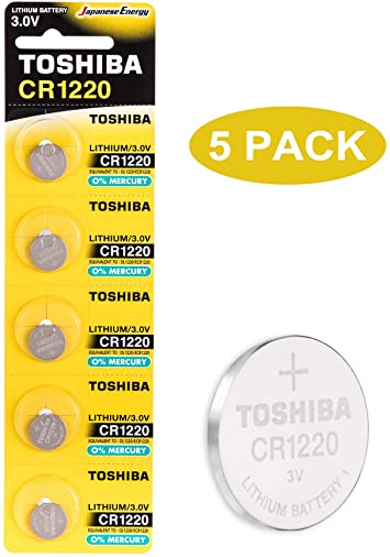 Toshiba CR1220 3V Lithium Coin Cell Battery Pack of 5