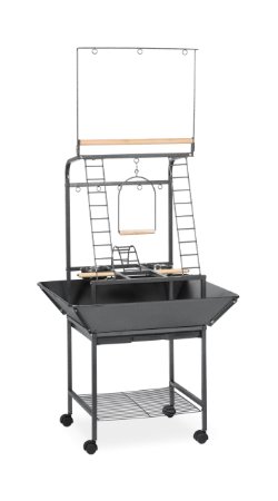Prevue Pet Products Small Parrot Playstand 3181 Black Hammertone, 17.625-Inch by 16-1/2-Inch by 59-Inch