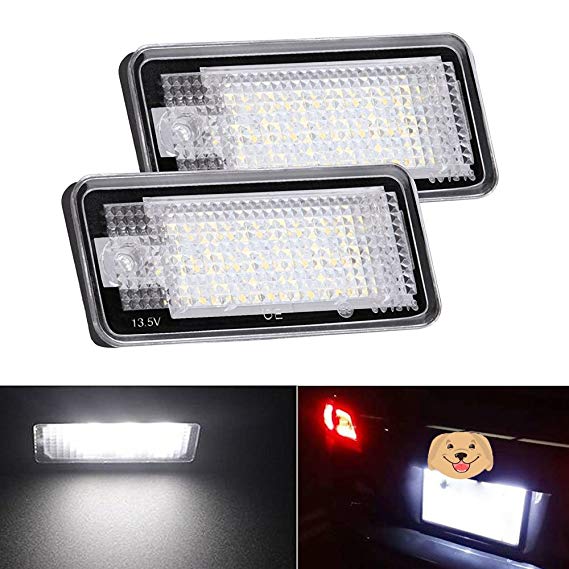 2pcs Car License Plate Light for Audi A3 A4 A6 A8 S6 Q7 RS4 RS6 Plus Error Free 3W 18 Led White Rear License Tag Lights Rear Number Plate Lamp Direct Replacement