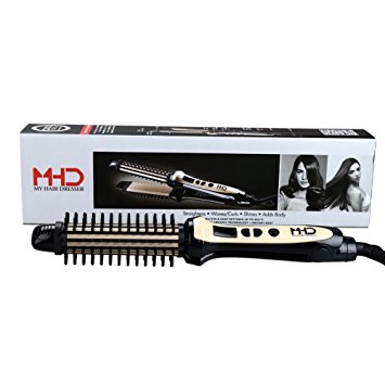 MHD Hair Flat Iron & Hair Curler & Hot Hair Brush 3 in 1 Ceramic Heat Resistant Hair Straightener Comb Dual Voltage 100V-240V Auto Shut Off