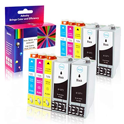 Adouiry Remanufactured for Epson 127 Ink Cartridge Multipack (black & color) 10pcs Replacement for Epson T127 Stylus NX530 NX625 WorkForce WF-3520 WF-3530 WF-3540 WF-7010 WF-7510 WF-7520 545 645 840