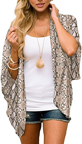 BB&KK Women's Floral Kimono Cardigans Chiffon Casual Loose Open Front Cover Ups Tops