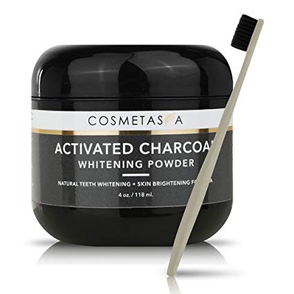 Activated Charcoal Whitening Powder 4 oz:: Teeth Whitening & Skin Brightening Formula by Cosmetasa
