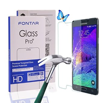 (2 Pack) Galaxy Note 4 Screen Protector, FONTAR Tempered Glass Screen Protector with 9H Hardness, Ultra-Clarity, Anti-Scratch, Bubble- Free Installation for Samsung Galaxy Note 4 &lt; Lifetime Warranty&gt;