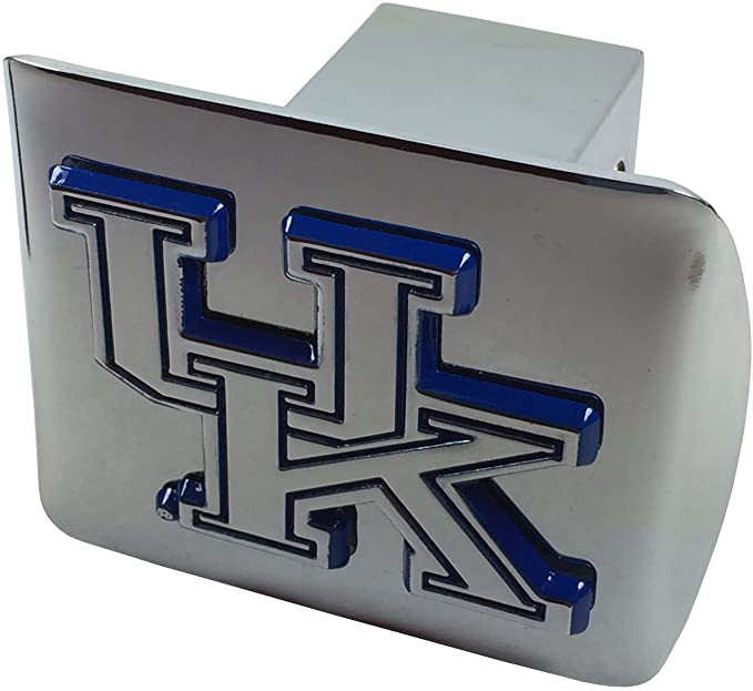 University of Kentucky METAL emblem (chrome with royal blue trim) on chrome METAL Hitch Cover