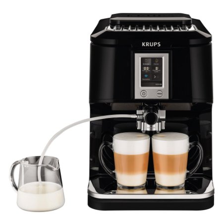 KRUPS EA8808 2-IN-1 Touch Cappuccino Fully Automatic Espresso Machine, 57-Ounce, Black