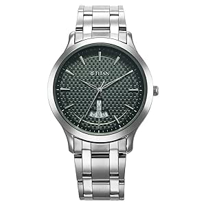 Titan Karishma Quartz Analog Green Dial Stainless Steel Strap Watch for Men-1825SM11