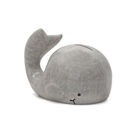 Child To Cherish Mini Whale Piggy Bank, Grey