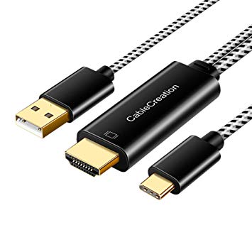 USB-C to HDMI 4K, CableCreation 6 Feet Type C to HDMI with USB 2.0 A Charger Cable,[Compatible Thunderbolt 3 ],Compatible MacBook Pro,MacBook Air/iPad Pro 2018,Chromebook Pixel,Yoga 920,Samsung S8/S9