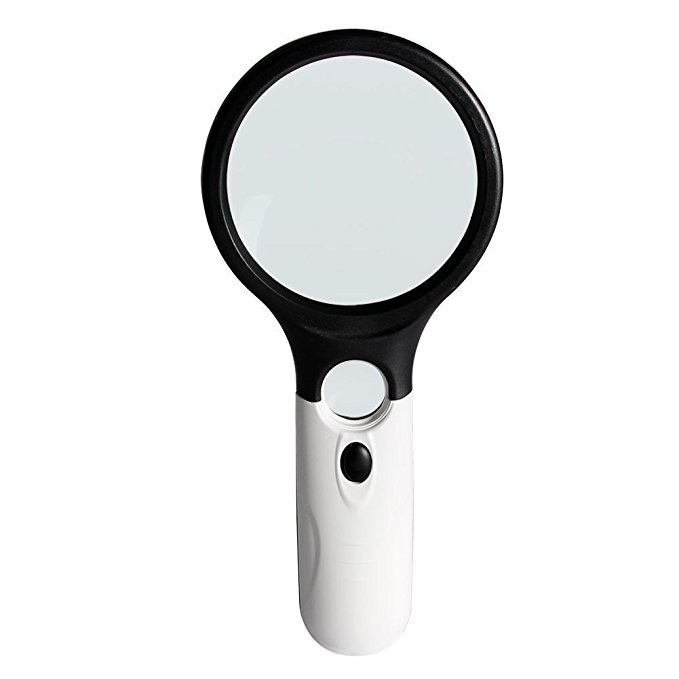 Co-link 3x 45x Optical Magnification Handheld Magnifier with 3 LED Light Reading Magnifying Glass Lens Jewelry Loupe