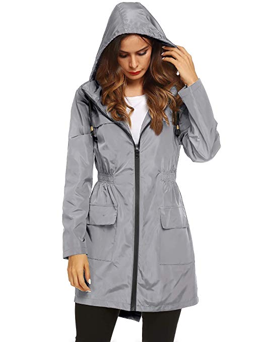 LOMON Women Waterproof Lightweight Rain Jacket Active Outdoor Hooded Raincoat