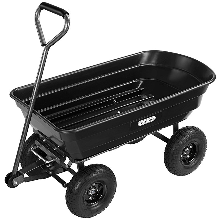 VonHaus 75L Garden Tipping Cart Dump Truck Wheelbarrow Trolley