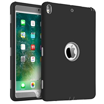 iPad Pro 10.5 Case, BENTOBEN 3 in 1 Heavy Duty Rugged Shock-Absorption / High Impact Resistant Hybrid Three Layer Full Body Protective Case for iPad Pro 10.5 inch 2017, Black & Gray