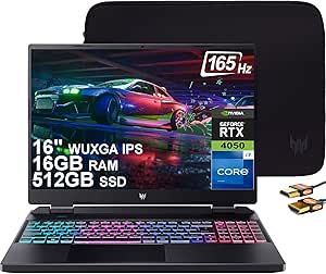 acer Predator Helios Neo 16 Gaming Laptop 16" WUXGA 165Hz IPS Intel 16-Core i7-13700HX 16GB RAM 512GB SSD GeForce RTX 4050 6GB RGB Backlit Keyboard Thunderbolt 4 Killer AX1650 Win11   HDMI Cable