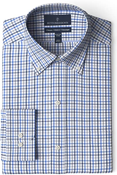 Amazon Brand - Buttoned Down Men's Classic Fit Button Collar Pattern Dress Shirt