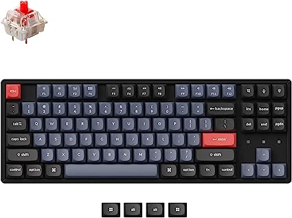 Keychron K8 Pro QMK/VIA Wireless Custom Mechanical Keyboard, Hot-swappable RGB Backlit Aluminum Frame 87 Keys, Programmable Macro with Gateron G Pro Red Switch, PBT keycap for Win/Mac/Linux