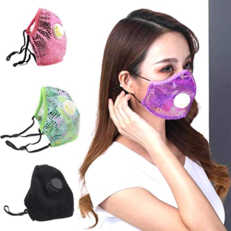 Reusable Face Masks with Respirator Valve Washable Dust Mask Unisex Adult Breathable Full Face Masks for Outdoor Indoor (2015CM, Purple)