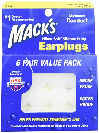Macks Pillow Soft Silicone Ear Plugs 6 Pair