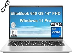 HP EliteBook 640 G9 14" FHD Business Laptop, 12th Gen Intel 10-Core i7-1255U, 64GB DDR4 RAM, 4TB PCIe SSD, WiFi 6, Bluetooth 5.3, Backlit KB, Fingerprint Reader, Windows 11 Pro, AZ-XUT Cable