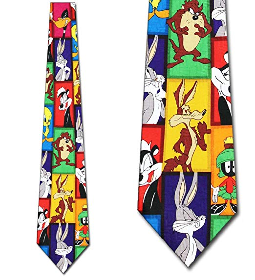 Looney TunesBblock Tie - Mens Cartoon Necktie