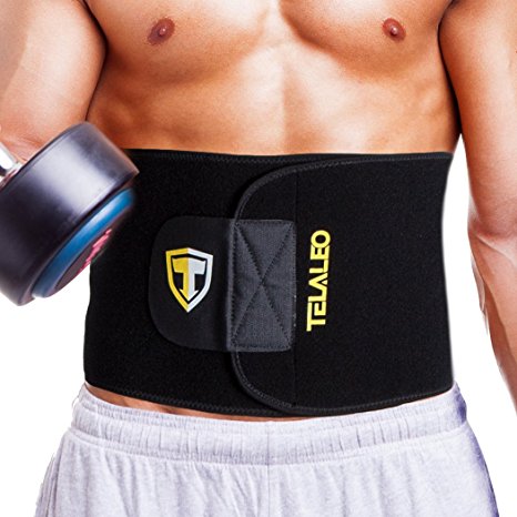 TELALEO Waist Trimmer, Weight Loss Ab Belt for Women and Men with Strong Adjustable Velcro, Sweat Enhancer and Lower Back Support Black/Yellow