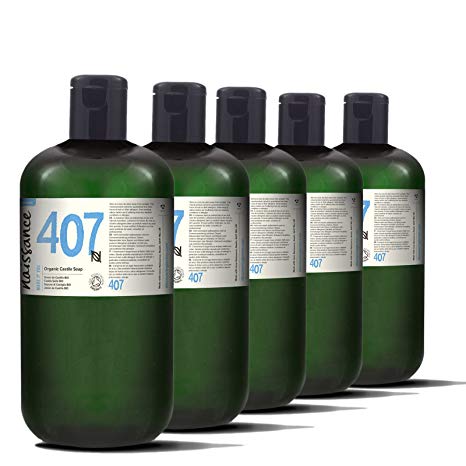 Naissance Natural Certified Organic Fragrance Free Liquid Castile Soap (no. 407) 5 Litres (5 x 1L) - Vegan, SLS and SLES Free