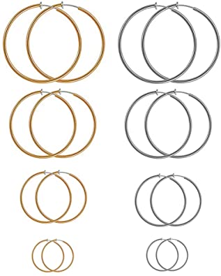 Aganippe Gold/Silver Clip on Earrings for Women Fashion Clip on Hoop Dangle Drop Earrings for Teens Girls Non Piercing Earrings Jewelry Set Clip on Bohemian Earrings for Women…