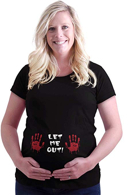 Brisco Brands Let Me Out Funny Horror Pregnancy Maternity Maternity T Shirt