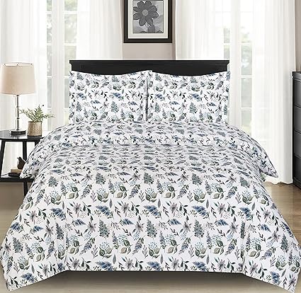 ZOYER Queen Duvet Cover Set (Queen,Fern)-3-Piece Printed Comforter Cover Set-Elevate Sleep with 1 Duvet Cover and 2 Pillow Shams-Ultimate Comfort with Queen Size Bedding, Including Queen Duvet Cover