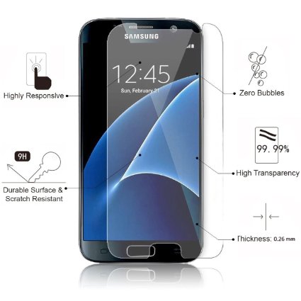 Galaxy S7 Tempered Glass Screen Protector IXIR 9H Extreme Hardness Tempered Glass Screen Protector Full HD for Galaxy S7
