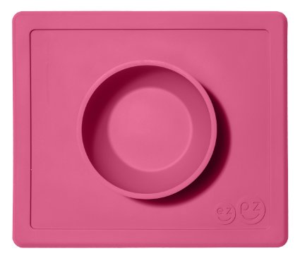 ezpz Happy Bowl Pink - One-piece silicone placemat  bowl