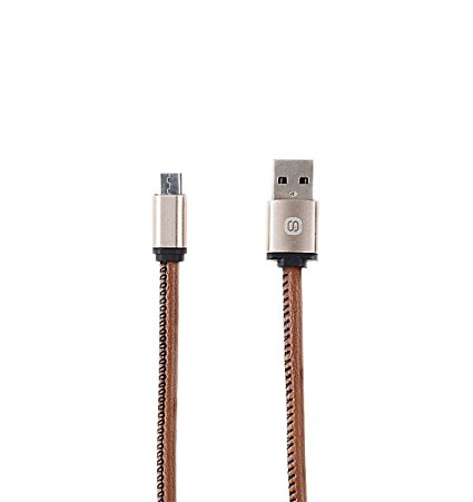 Kingda SOLOVE Micro USB Cable Braided PU Leather High Speed USB 2.0 A Male to Micro B Data Sync and Charge Cable for Android, Samsung, Nexus, HTC, Sony ,Huawei and More 3.3FT (1M) (Brown)