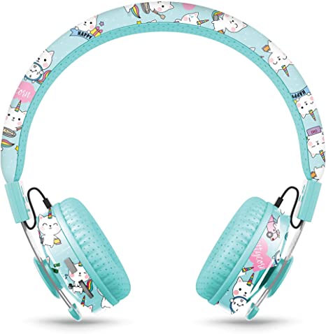LilGadgets Untangled PRO Kids Premium Wireless Bluetooth Headphones with SharePort and Microphone (Children) - Rainbow Cat
