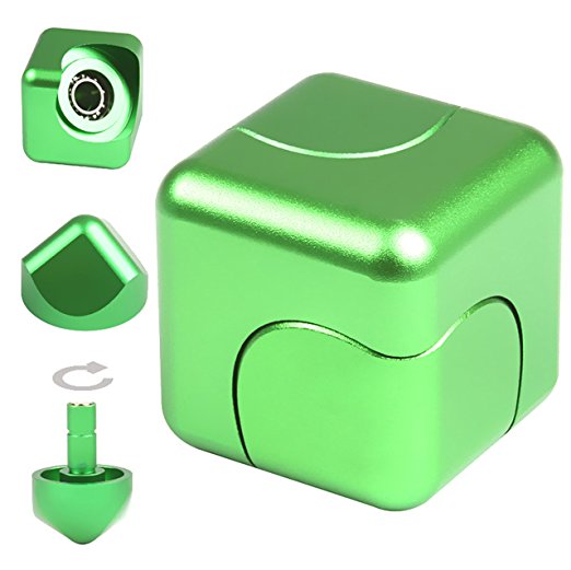 JZH Metal Aluminum Infinity Cube Fidget Hand Spinner Finger Spin Toys, Removable Finger Gyro Rubik Cube Naughty toys. (Green)