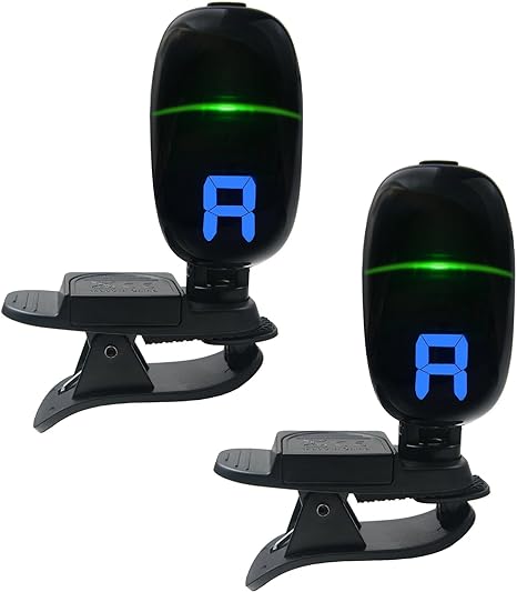 ChromaCast 2 Pack Multi-Functional Clip-On Chromatic Go Tuner | Accurate and Fast Clip-On Tuning for Guitars, Bass, Ukulele, Violin | Easy-to-Read LCD Display, Compact Design